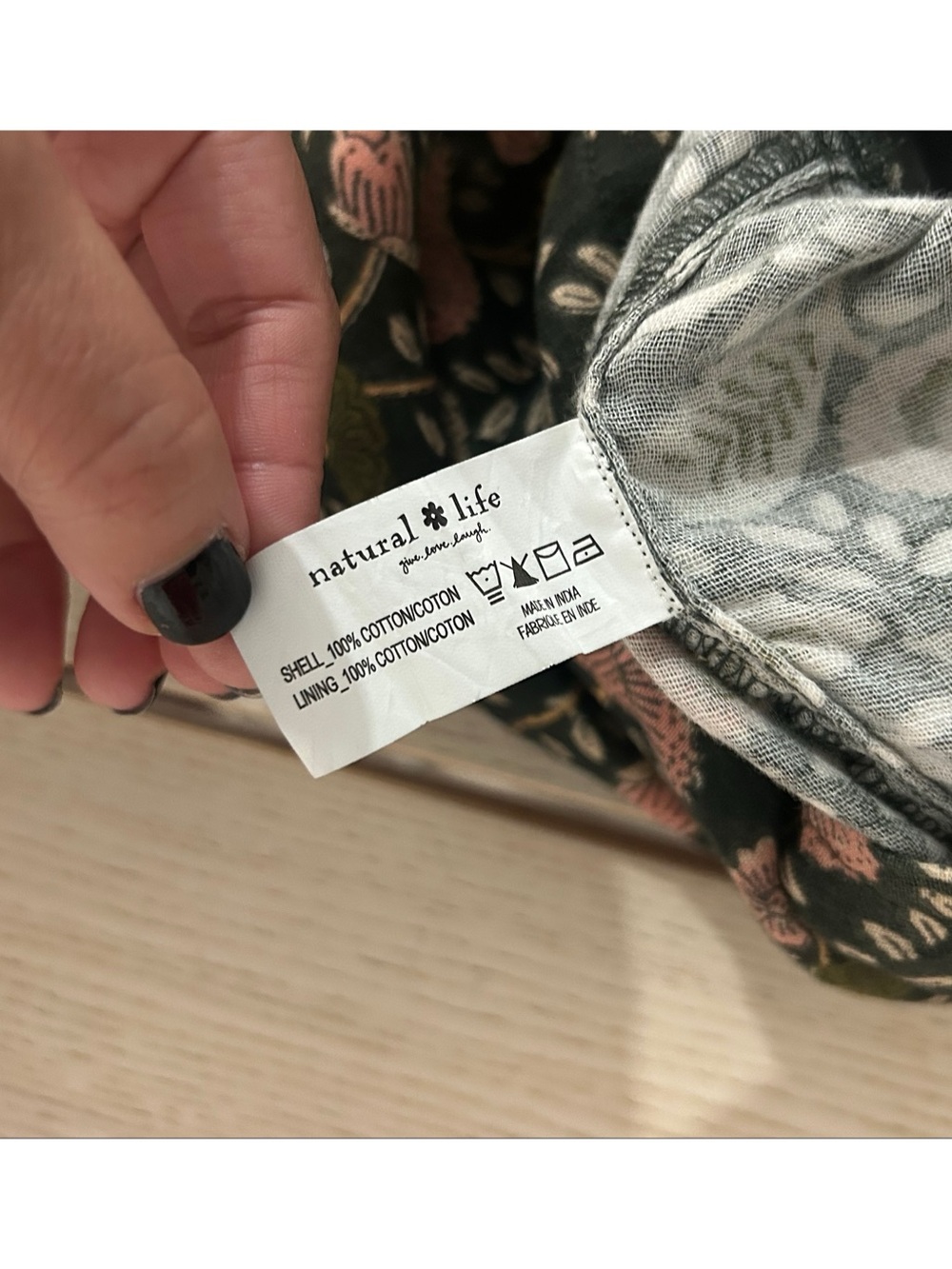 Natural Life Dakota Dress Size Large Green Floral Boho Apron Pockets Tie Back - Picture 7 of 7